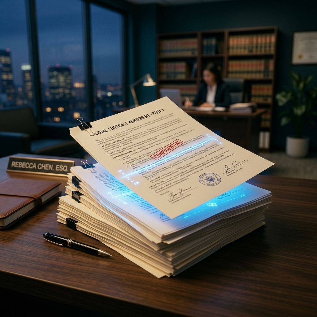 Legal documents with AI scanning in modern law office