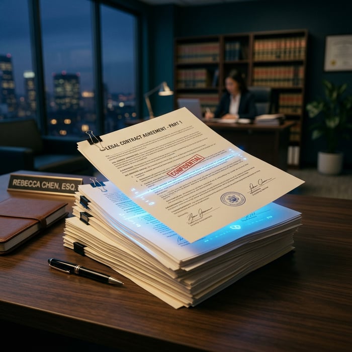 Legal documents with AI scanning in modern law office