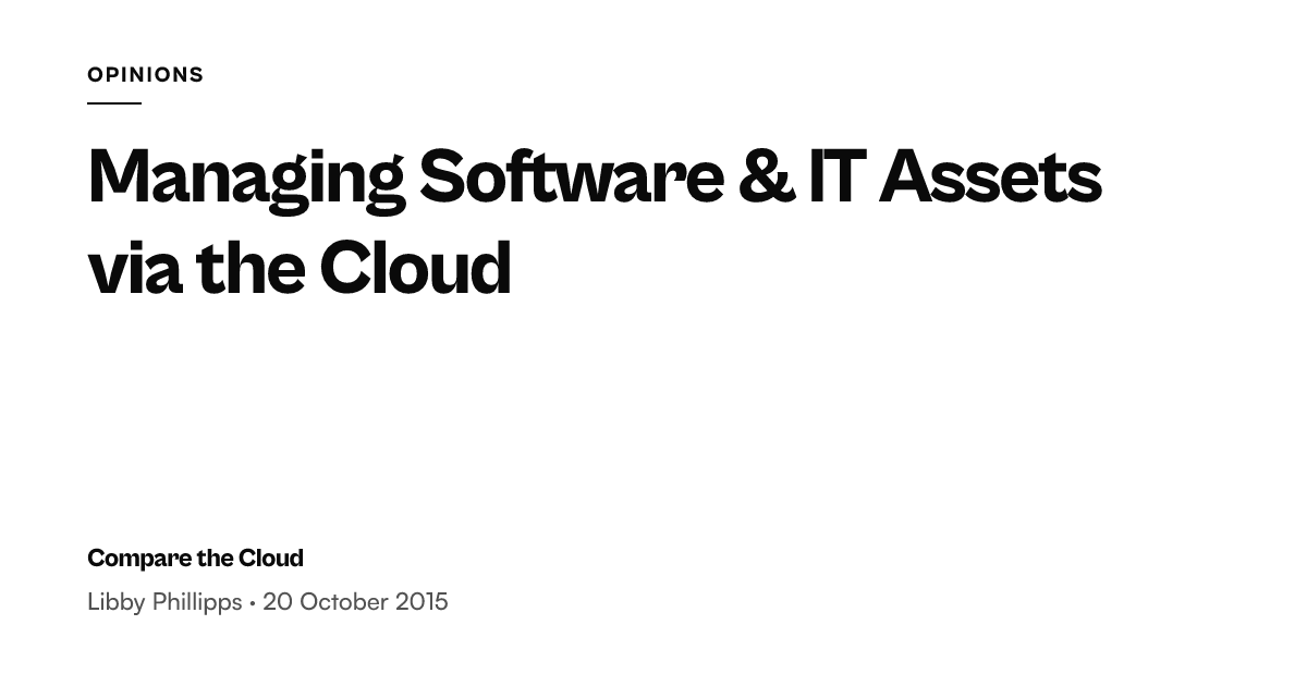Cloud IT asset management and software tracking — Compare the Cloud