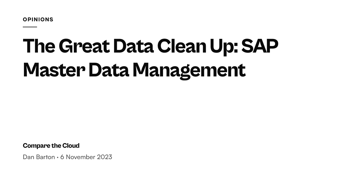 SAP master data management strategies — Compare the Cloud