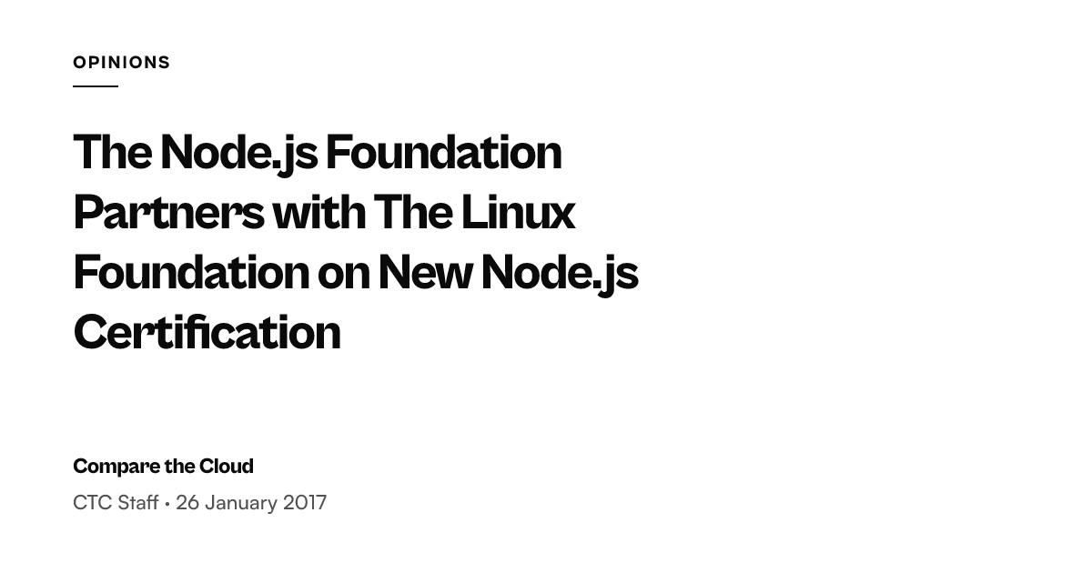 Node.js certification from The Linux Foundation — Compare the Cloud